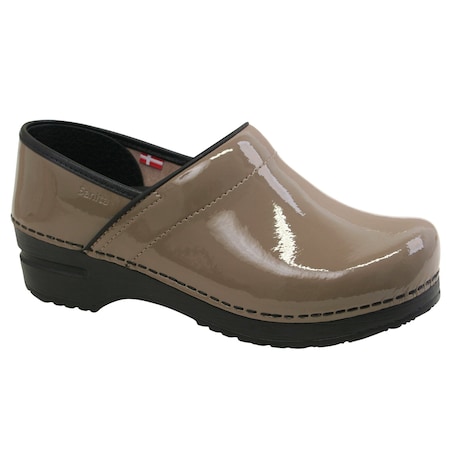PROFESSIONAL Patent Leather Women's Closed Back Clog In Taupe, Size 10.5-11, PR